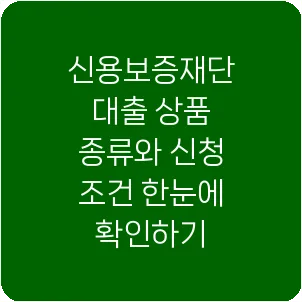 신용보증재단 대출 상품 종류와 신청 조건 한눈에 확인하기