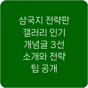 삼국지 전략판 갤러리 인기 개념글 3선 소개와 전략 팁 공개