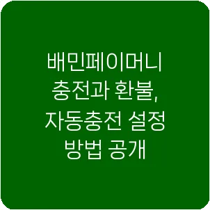 배민페이머니 충전과 환불, 자동충전 설정 방법 공개