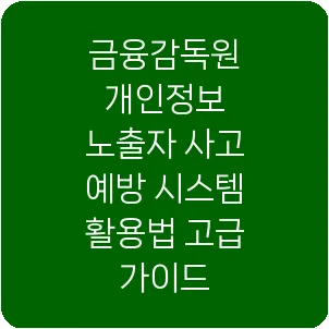 금융감독원 개인정보 노출자 사고 예방 시스템 활용법 고급 가이드