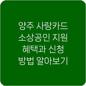 양주 사랑카드 소상공인 지원 혜택과 신청 방법 알아보기