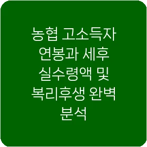 농협 고소득자 연봉과 세후 실수령액 및 복리후생 완벽 분석