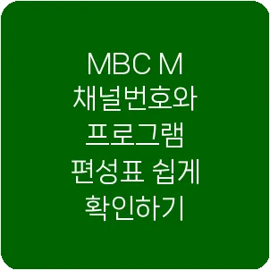 MBC M 채널번호와 프로그램 편성표 쉽게 확인하기
