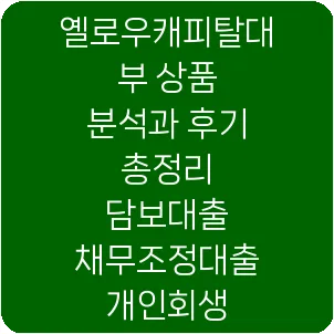 옐로우캐피탈대부 상품 분석과 후기 총정리 담보대출 채무조정대출 개인회생