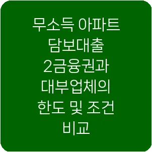 무소득 아파트 담보대출 2금융권과 대부업체의 한도 및 조건 비교