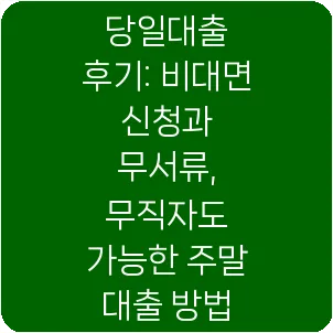 당일대출 후기: 비대면 신청과 무서류, 무직자도 가능한 주말 대출 방법