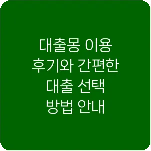 대출몽 이용 후기와 간편한 대출 선택 방법 안내