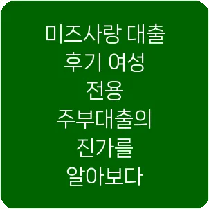 미즈사랑 대출 후기 여성 전용 주부대출의 진가를 알아보다