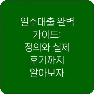 일수대출 완벽 가이드: 정의와 실제 후기까지 알아보자