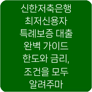 신한저축은행 최저신용자 특례보증 대출 완벽 가이드 한도와 금리, 조건을 모두 알려주마
