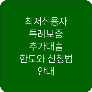 최저신용자 특례보증 추가대출 한도와 신청법 안내