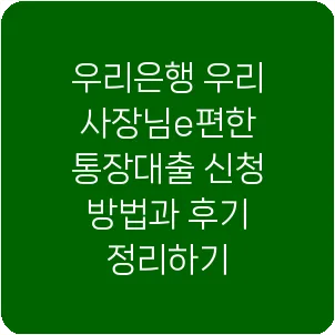 우리은행 우리사장님e편한 통장대출 신청 방법과 후기 정리하기