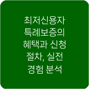 최저신용자 특례보증의 혜택과 신청 절차, 실전 경험 분석