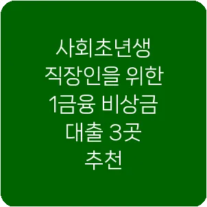 사회초년생 직장인을 위한 1금융 비상금 대출 3곳 추천