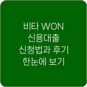 비타 WON 신용대출 신청법과 후기 한눈에 보기