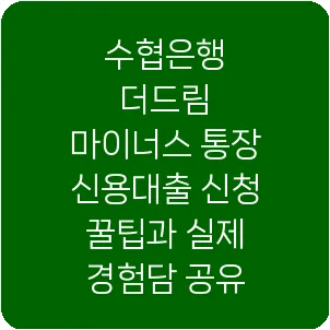 수협은행 더드림 마이너스 통장 신용대출 신청 꿀팁과 실제 경험담 공유