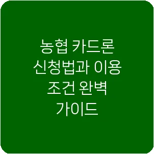 농협 카드론 신청법과 이용 조건 완벽 가이드