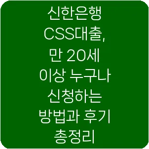 신한은행 CSS대출, 만 20세 이상 누구나 신청하는 방법과 후기 총정리