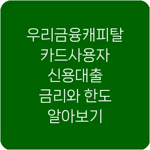 우리금융캐피탈 카드사용자 신용대출 금리와 한도 알아보기