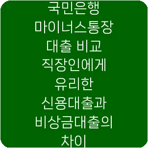 국민은행 마이너스통장 대출 비교 직장인에게 유리한 신용대출과 비상금대출의 차이