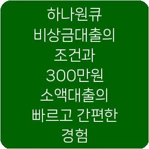 하나원큐 비상금대출의 조건과 300만원 소액대출의 빠르고 간편한 경험