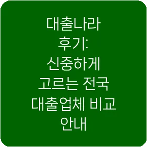 대출나라 후기: 신중하게 고르는 전국 대출업체 비교 안내