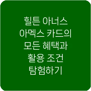 힐튼 아너스 아멕스 카드의 모든 혜택과 활용 조건 탐험하기