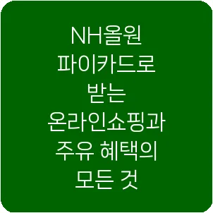 NH올원 파이카드로 받는 온라인쇼핑과 주유 혜택의 모든 것