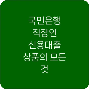 국민은행 직장인 신용대출 상품의 모든 것