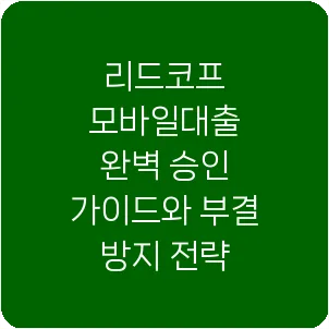 리드코프 모바일대출 완벽 승인 가이드와 부결 방지 전략