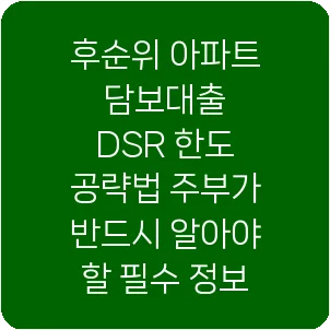 후순위 아파트 담보대출 DSR 한도 공략법 주부가 반드시 알아야 할 필수 정보