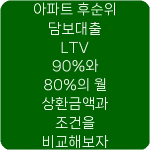 아파트 후순위 담보대출 LTV 90%와 80%의 월 상환금액과 조건을 비교해보자