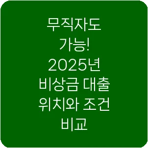 무직자도 가능! 2025년 비상금 대출 위치와 조건 비교