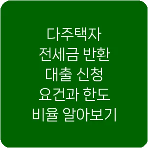 다주택자 전세금 반환 대출 신청 요건과 한도 비율 알아보기