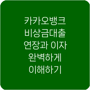 카카오뱅크 비상금대출 연장과 이자 완벽하게 이해하기