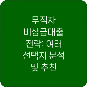 무직자 비상금대출 전략: 여러 선택지 분석 및 추천