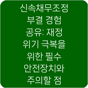 신속채무조정 부결 경험 공유: 재정 위기 극복을 위한 필수 안전장치와 주의할 점