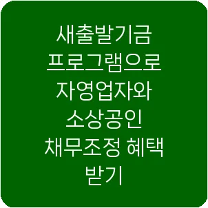 새출발기금 프로그램으로 자영업자와 소상공인 채무조정 혜택 받기