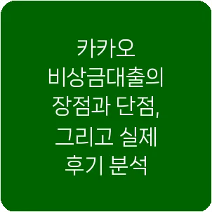 카카오 비상금대출의 장점과 단점, 그리고 실제 후기 분석