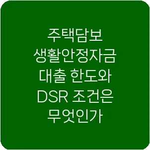 주택담보 생활안정자금 대출 한도와 DSR 조건은 무엇인가