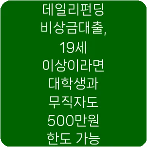 데일리펀딩 비상금대출, 19세 이상이라면 대학생과 무직자도 500만원 한도 가능