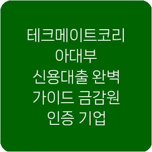 테크메이트코리아대부 신용대출 완벽 가이드 금감원 인증 기업