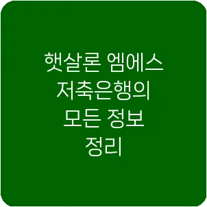 햇살론 엠에스저축은행의 모든 정보 정리