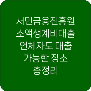 서민금융진흥원 소액생계비대출 연체자도 대출 가능한 장소 총정리