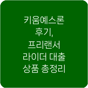 키움예스론 후기, 프리랜서 라이더 대출 상품 총정리