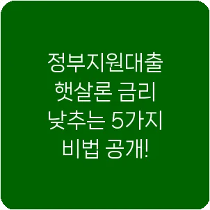 정부지원대출 햇살론 금리 낮추는 5가지 비법 공개!