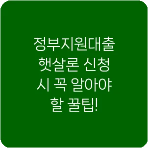 정부지원대출 햇살론 신청 시 꼭 알아야 할 꿀팁!