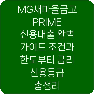 MG새마을금고 PRIME 신용대출 완벽 가이드 조건과 한도부터 금리 신용등급 총정리