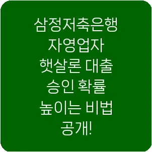 삼정저축은행 자영업자 햇살론 대출 승인 확률 높이는 비법 공개!