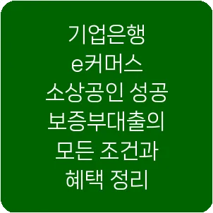 기업은행 e커머스 소상공인 성공 보증부대출의 모든 조건과 혜택 정리